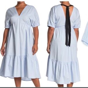 EUC TOPSHOP Blue Poplin Bow Back Midi Dress